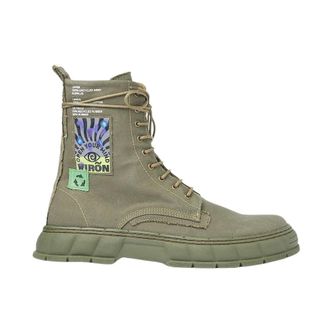 Viron Lace-up Boots, female, Green, Size: 7 US Upcycled Canvas Boots