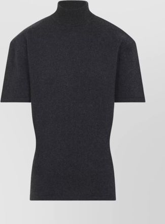 Jacquemus cashmere blend ribbed slim-fit high-neck short-sleeve knitted top