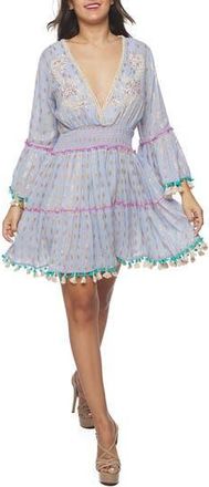 Ranee’s Pom Pom Long Sleeve Minidress in Blue at Nordstrom Rack