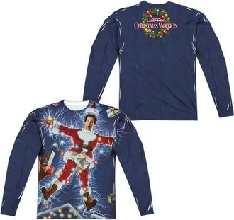 Gildan Christmas Vacation Electrified (Front/Back Print) Long Sleeve Adult Poly Crew Tee / T-Shirt