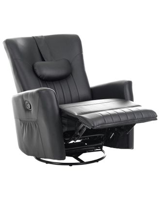 Beliani Poltrona Relax Manuale Girevole A 360&deg; In Tessuto Nero Con Poggiatesta Rea
