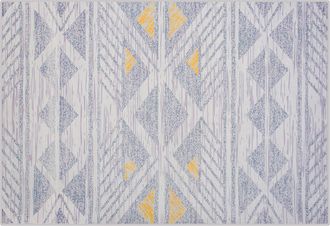 Beliani Alfombra Gris Con Poli&eacute;ster Amarillo 140 X 200 Cm Patr&oacute;n Geom&eacute;trico Pelo Corto Kargi