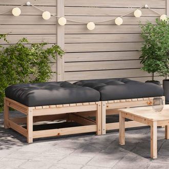 vidaXL Taburetes De Jard&iacute;n Con Cojines 2 Uds Madera Maciza De Pino Vidaxl