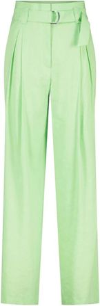 Marc Cain High-Waist Linnen Broek met Wijde Pijpen - Dames - Wijde Broeken - Groen - XL - Linnen - Broeken