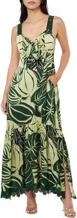 Ciebon Kira Lace Trim Print Maxi Dress in Green Multi at Nordstrom, Size X-Small