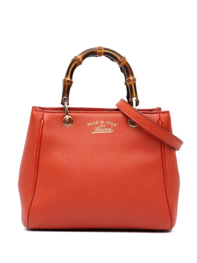 2016-2024 Mini Calfskin Bamboo Shopper satchel - women - Calf Leather - One Size - Orange