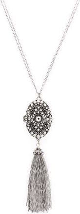 Olivia Welles Locket Tassel Necklace in Antique at Nordstrom Rack
