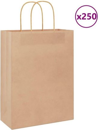 vidaXL Bolsas De Papel Con Asas 250 Uds Marr&oacute;n 26x12x35 Cm Vidaxl