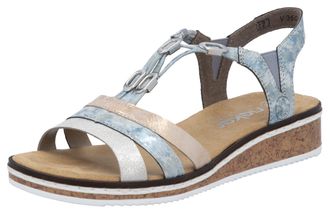 Rieker Riemchensandale RIEKER, Damen, Gr. 36, bunt (hellblau, ros&eacute;, silberfarben), Lederimitat, metallic, Schuhe Riemchensandale, Sommerschuh, Sandalette, Ke