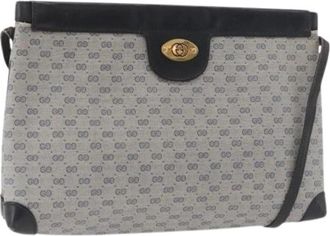 Gucci Pre-owned Vintage Micro Small Canvas Shoulder Bag - Dames - Vintage Schoudertas - Grijs - ONE Size - Leer - Vintage