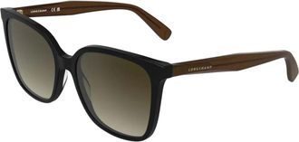 Longchamp Rechthoekige Zonnebril - Dames - Zonnebrillen - Zwart - 55 MM - Accessoires