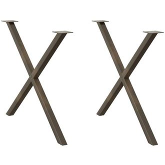 vidaXL Patas Para Mesa De Comedor En Forma De X (2 Unidades, Acero Natural, 90 X 72-73 Cm) Vidaxl
