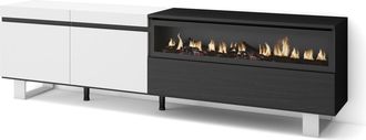 Skraut Home Skraut Home - Mueble Tv, Televisi&oacute;n, Muebles De Sal&oacute;n, Almacenaje, 200x57x35cm, Para Tv Hasta 80, Chimenea El&eacute;ctrica, Dise&ntilde;o Industrial, Estilo Modern