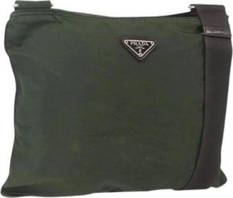 Prada Pre-owned Cross Body Bags, female, Green, Size: ONE SIZE Pre-owned Nylon Cross Body Bag