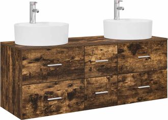vidaXL Juego De Muebles De Ba&ntilde;o 3 Uds. Roble Ahumado Vidaxl