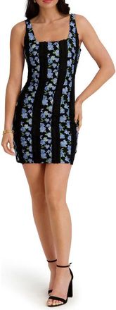 Siena My Balconia Striped Square Neck Minidress in Black Multi at Nordstrom Rack, Size 14