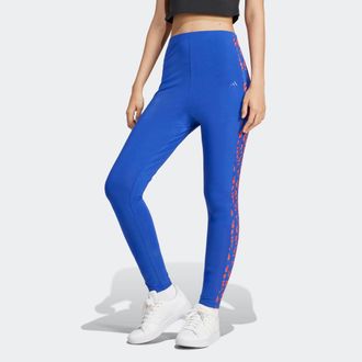 adidas Leggings ADIDAS SPORTSWEAR W ANML 3S LEG, Damen, Gr. XL, N-Gr, blau (semi lucid blau), Obermaterial: 93% Baumwolle, 7% Elasthan, Hosen Leggings