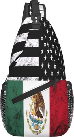 Generic Mexican American Flag Shoulder Bag Anti Theft Crossbody Bag Adjustable Fanny Pack For Outdoors Workout Casual