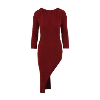 Akep Midi Dresses, female, Red, S, Ribbed Knit Long Dress