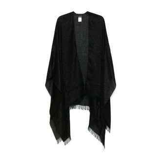 Fabiana Filippi Capes, female, Black, Size: ONE SIZE Black Fringe Detail Open Front Jacket