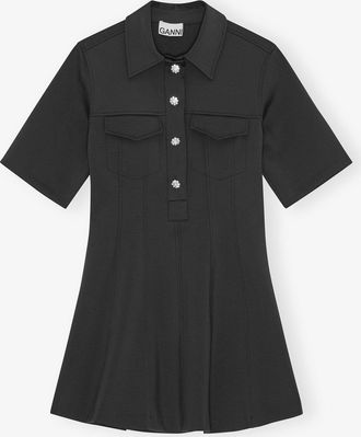 Ganni Dress in Black Neoprene - Size 32 Mixed