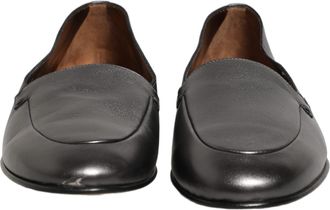 Dolce & Gabbana Mens Silver Leather Dg Logo Slip On Loafers Shoes