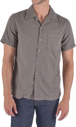 HIROSHI KATO The Wrench Solid Double Gauze Camp Shirt in Charcoal at Nordstrom, Size Xx-Large