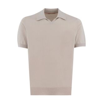 Brunello Cucinelli Tops, Heren, Grijs, XL, Katoen, Gebreid poloshirt