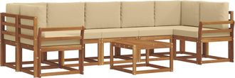 vidaXL Conjunto De Sof&aacute;s De Exterior 8 Uds. Natural Y Beige Vidaxl
