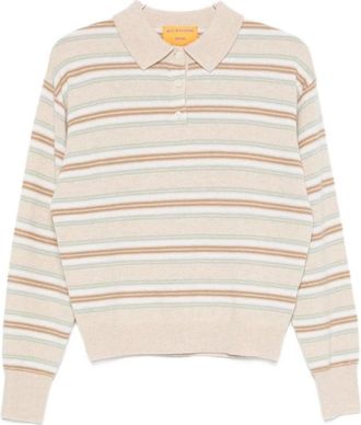 Guest In Residence Collegiate Stripe Polo Sweater - Dames - Polos - Beige - M - Kasjmier - Tops