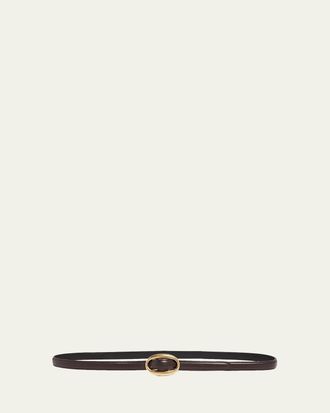 Saint Laurent Double Oval Skinny Leather Belt