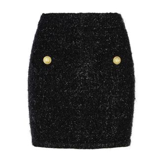Balmain Short Skirts, female, Black, Size: L Tweed Mini Skirt