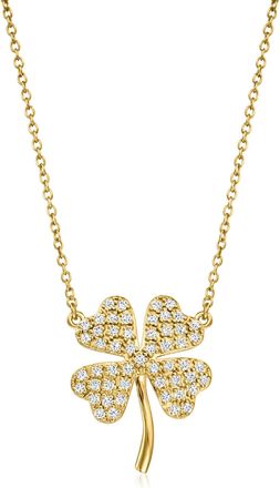 Ross-Simons Lab-Grown Diamond 4-Leaf Clover Necklace in 18kt Gold Over Sterling