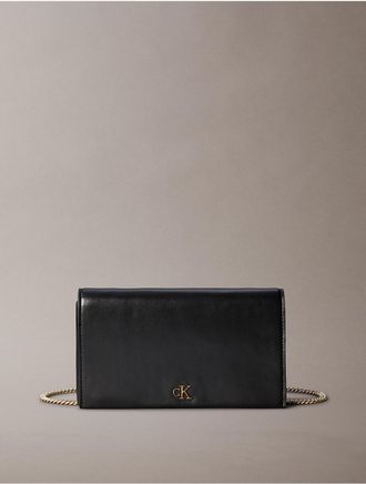 Calvin Klein Womens Monogram Chain Wallet - Black