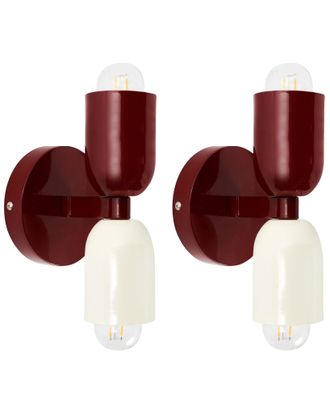 Beliani Set Di 2 Lampade Da Parete A Due Luci Rosso Topi