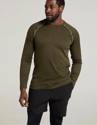 Mountain Warehouse Mens Mountain Warehouse Mens Endurance Long-Sleeved T-Shirt - Green - Size: 40
