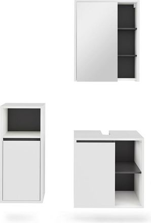 Vicco Conjunto De Muebles De Ba&ntilde;o Viola, Blanco/gris, 3 Partes, Vicco