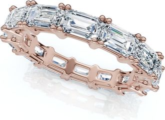 Pompeii3 3 - 6 Ct East West Emerald Cut Diamond Eternity Wedding Ring 14k Gold Lab Grown