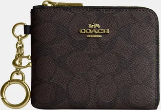 Coach Womens Small Corner Zip Wallet In Signature Canvas - Beige - One Size
