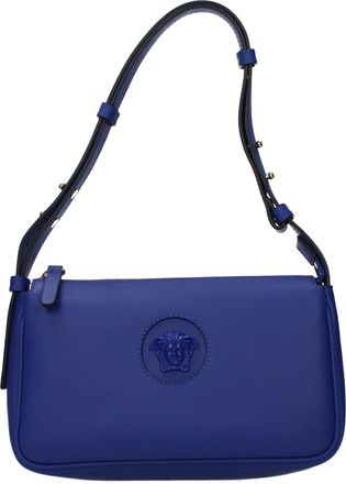 Versace Blue Leather Shoulder Womens Bag