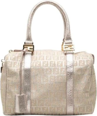 Fendi Pre-owned Boston Bag - Dames - Vintage Handtas - Beige - ONE Size - Leer - Vintage