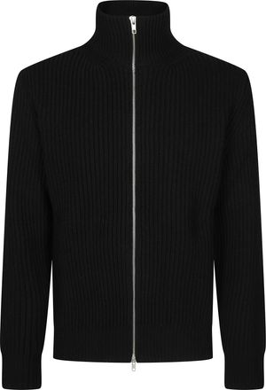Maison Margiela Ribbed Knit High Collar Zip-Through Knit