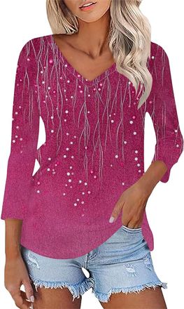 Generic Ladies T Shirts Basic Tee Summer Tops Loose Tunnic Womens Fashion T Shirts 2025 Short Sleeve Casual V Neck Summer Tops Cute Loose Fit Blouses Graphic 