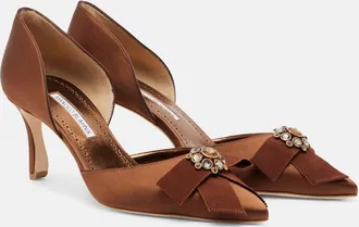 Manolo Blahnik Apidosa embellished satin pumps
