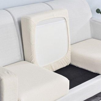 OEM Funda Individual Para Sof&aacute; - El&aacute;stica - Cuadros - Blanca