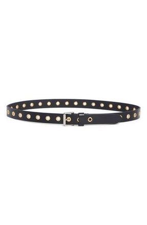 AllSaints Black Leather Belt in Black /Antique Nickel at Nordstrom Rack, Size X-Small/small