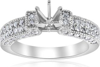 Pompeii3 1 1/4ct Vintage Engagement Ring Setting 14K White gold Size Selectable