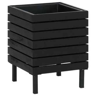 Hhg [nunca Usado] Jardinera Hhg-456, Jardinera Cuadrada Para Exterior De Acero Color Acacia, 43 X 33 X 33 Cm, Con Certificaci&oacute;n Mvg, Negro