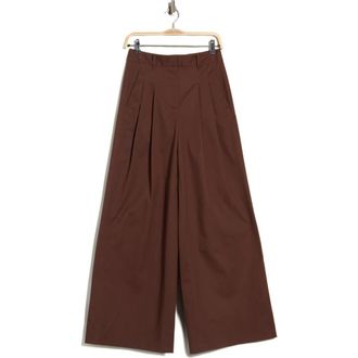Derek Lam Juliana Wide Leg Pleated Pants in Coffee at Nordstrom Rack, Size 12