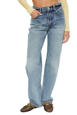 Alaia Womens Jean Droit En Denim Bleu Blue